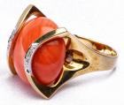 Gold, Diamond, and Coral Ring - 2