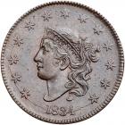 1834 N-5 R5 Large 8 & Stars, Medium Letters PCGS graded AU55, CAC Approved