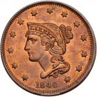 1840 N-2 R2 Small 18 over Large 18 PCGS graded MS65+ Red & Brown, CAC Approved