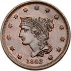 1842 N-2 R1 Small Date PCGS graded MS64 Brown, CAC Approved