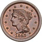 1843 N-6 R1 Mature Head PCGS graded MS65 Brown, CAC Approved