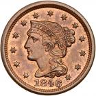 1846 N-8 R1 Small Date PCGS graded MS65 Red & Brown, CAC Approved