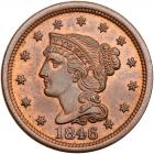 1846 N-11 R1 Medium Date PCGS graded MS64 Red & Brown, CAC Approved