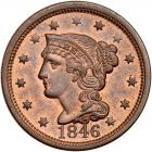 1846 N-12 R1 Tall Date PCGS graded MS64 Red & Brown, CAC Approved