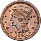 1849 N-2 R1 PCGS graded MS65+ Red & Brown, CAC Approved