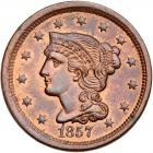 1857 N-4 R1 Small Date PCGS MS64 Red & Brown, CAC Approved