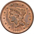 1840 N-6 R1 Large Date with 840 Repunched PCGS graded MS64 Red & Brown