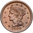 1854 N-14 R2 Repunched 4 PCGS graded MS64 Red & Brown