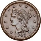 1849 N-8 R2 Repunched 9 (or 9 over 8) PCGS graded MS64 Brown, CAC Approved