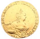 10 Roubles 1756 MM?. GOLD. 16.57 gm.