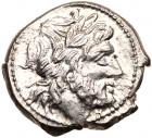 Anonymous. Silver Victoriatus (3.39 g), 211-208 BC Nearly Mint State