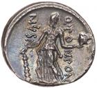 Q. Pomponius Musa. Silver Denarius (4.00 g), 56 BC Superb EF - 2