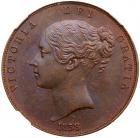 Great Britain. Penny, 1858 (8 over 3) NGC MS63 BR