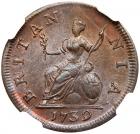 Great Britain. Farthing, 1739 NGC MS63 BR - 2