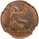 Great Britain. Halfpenny, 1871 NGC MS63 BR - 2