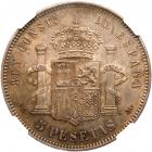 Spain. 5 Pesetas, 1891 (91)-PGM NGC MS62 - 2