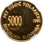 Slovenia. 5000 Tolarjev, 1991 NGC PF68 UC