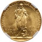 Italian States: Papal/Roman States. 100 Lire, 1933-1934 NGC MS65 - 2