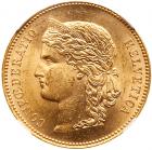 Switzerland. 20 Francs, 1896-B NGC MS64