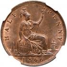 Great Britain. Halfpenny, 1866 NGC MS65 RB - 2