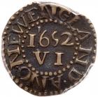 1652 Massachusetts Pine Tree Sixpence Noe-33 R5 PCGS graded AU53 - 2