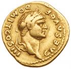 Domitian. Gold Aureus (7.10 g), as Caesar, AD 69-81 About VF