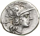 Anonymous. Silver Denarius (3.56 g), 143 BC VF