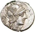 C. Aburius Geminus. Silver Denarius (3.83 g), 134 BC EF