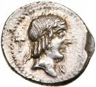 L. Calpurnius Piso Frugi. Silver Denarius (3.93 g), 90 BC EF