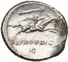 L. Calpurnius Piso Frugi. Silver Denarius (3.93 g), 90 BC EF - 2