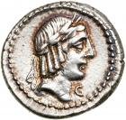 L. Calpurnius Piso Frugi. Silver Denarius (3.82 g), 90 BC Choice VF