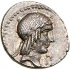 L. Calpurnius Piso Frugi. Silver Denarius (3.98 g), 90 BC EF