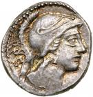 L. Rubrius Dossenus. Silver Denarius (3.67 g), 87 BC VF