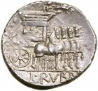 L. Rubrius Dossenus. Silver Denarius (3.67 g), 87 BC VF - 2