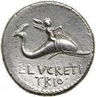 L. Lucretius Trio. Silver Denarius (3.91 g), 74 BC EF - 2