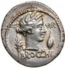 L. Furius Cn.f. Brocchus. Silver Denarius (3.81 g), 64 BC Superb EF