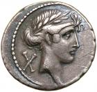 Q. Pomponius Musa. Silver Denarius (3.48 g), 56 BC VF