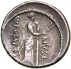 Q. Pomponius Musa. Silver Denarius (3.48 g), 56 BC VF - 2