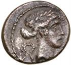 Q. Pomponius Musa. Silver Denarius (3.63 g), 56 BC About VF