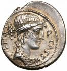 Q. Cassius Longinus. Silver Denarius (3.50 g), 55 BC EF