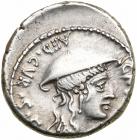 Cn. Plancius. Silver Denarius (4.05 g), 55 BC VF