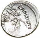 L. Hostilius Saserna. Silver Denarius (3.98 g), 48 BC Nearly Mint State - 2