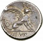 T. Carisius. Silver Denarius (3.69 g), 46 BC Choice VF - 2