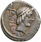 L. Valerius Acisculus. Silver Denarius (3.65 g), 45 BC VF