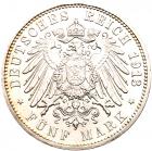 German States: Hamburg. 5 Marks, 1913-J Unc