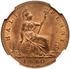 Great Britain. Halfpenny, 1860 NGC MS64 RB - 2