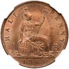 Great Britain. Halfpenny, 1863 NGC MS64 RB - 2