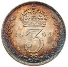 Great Britain. Currency Threepence, 1904 Choice Brilliant Unc - 2
