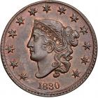 1830 N-1 R1 Large Letters PCGS Genuine, UNC Details, Damage