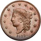 1835 N-6 R1 Type of 1834, Small 8 & Stars PCGS graded MS64 Brown, CAC Approved